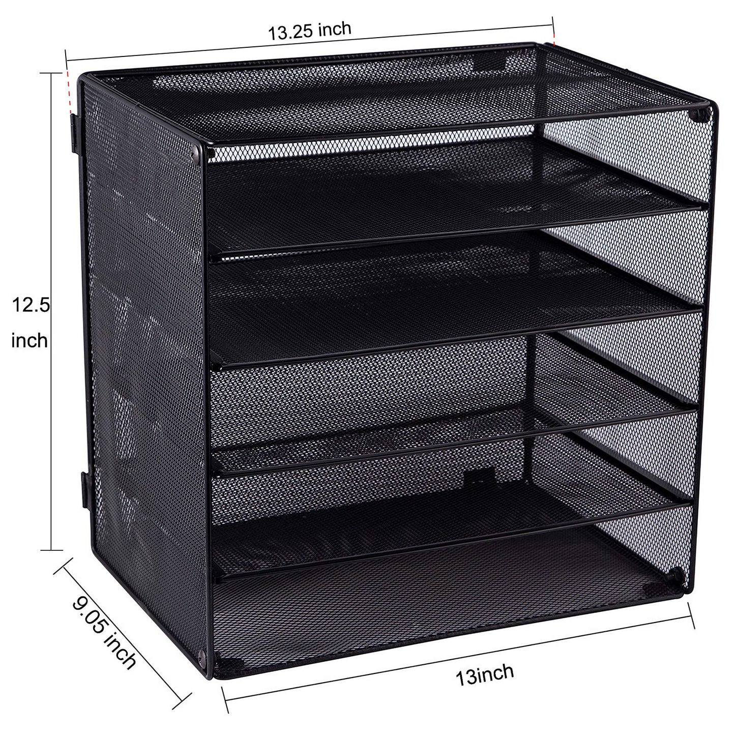 EASEPRES 6 Slot Black Desk File Organizer Tray, Mesh File Paper Letter Tray Desktop Paper Sorter Literature Organizer Rack for Home Office School, 2 Pack