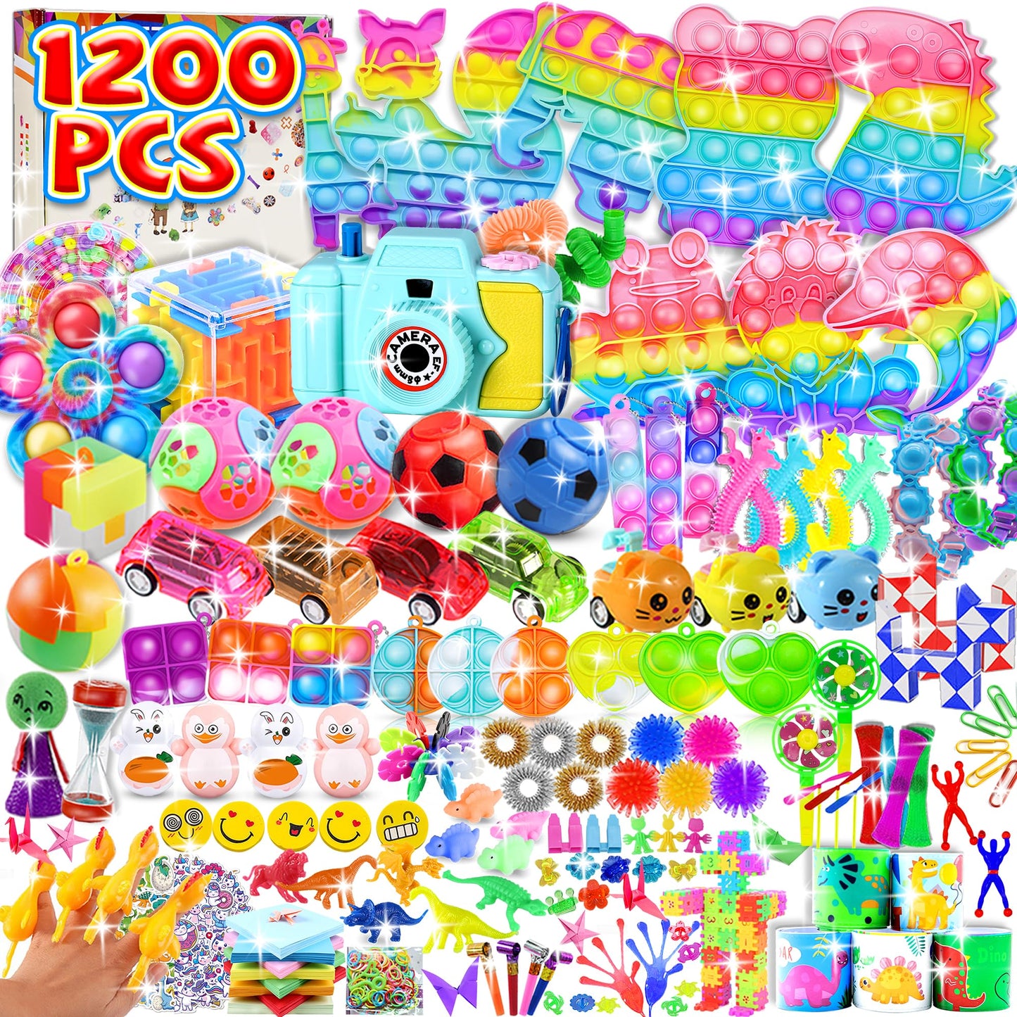 1200pcs Party Favors for Kids 6 8 12, Fidget Toys Pack, School Classroom Party Suppliers, Stocking Stuffers, Treasure Chest Birthday Surprise Box, Carnival Prizes, Goodie Bag Items for Girls Boys