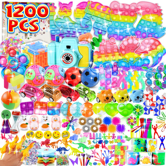 1200pcs Party Favors for Kids 6 8 12, Fidget Toys Pack, School Classroom Party Suppliers, Stocking Stuffers, Treasure Chest Birthday Surprise Box, Carnival Prizes, Goodie Bag Items for Girls Boys