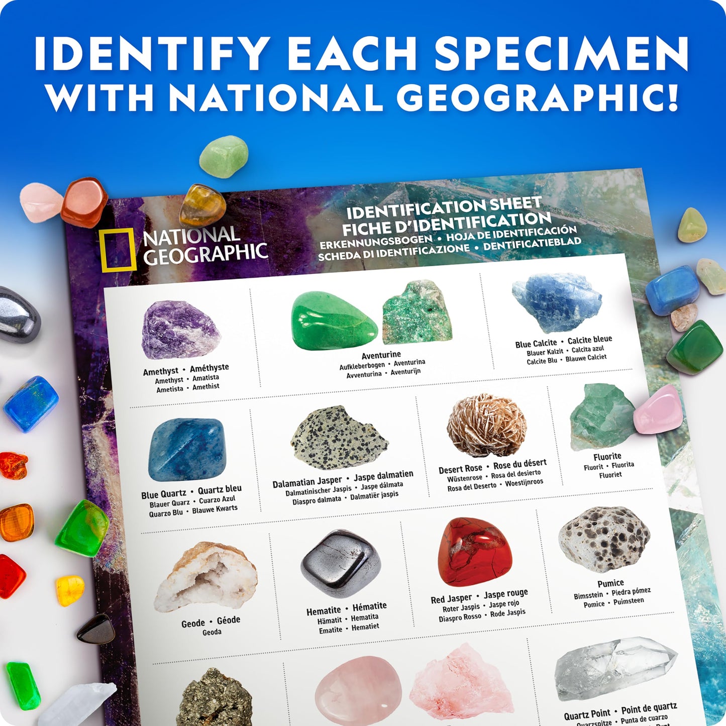 National Geographic Rock Collection Box for Kids – 300 Piece Gemstones, Minerals & Crystals Science Kit, Geology Gift for Boys & Girls