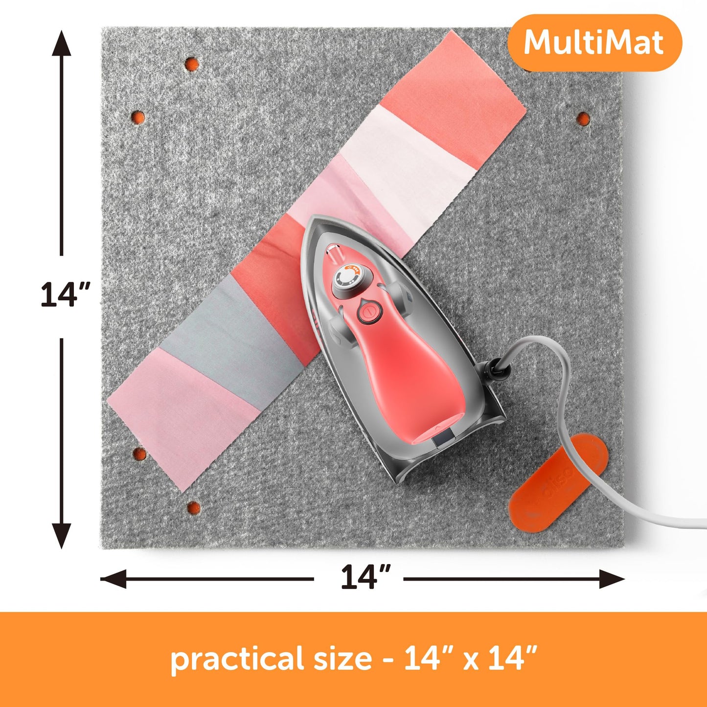 oliso MultiMat Wool Pressing Pad – 100% New Zealand Wool, 14" x 14", ½" Thick – Ideal for Quilting, Sewing & Crafting (Single Pack)