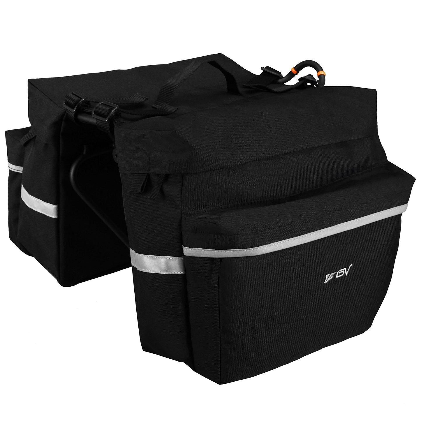 BV Bike Bag Bicycle Panniers with Adjustable Hooks, Carrying Handle, 3M Reflective Trim and Large Pockets