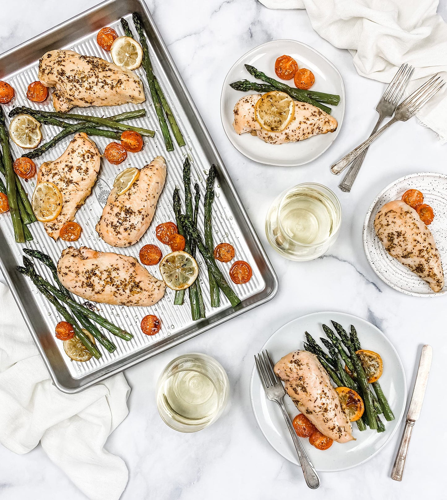USA Pans 1300ST Bakeware Half Sheet Pan, Set of 2 Aluminized Steel Set of 2 Half Sheet Pan