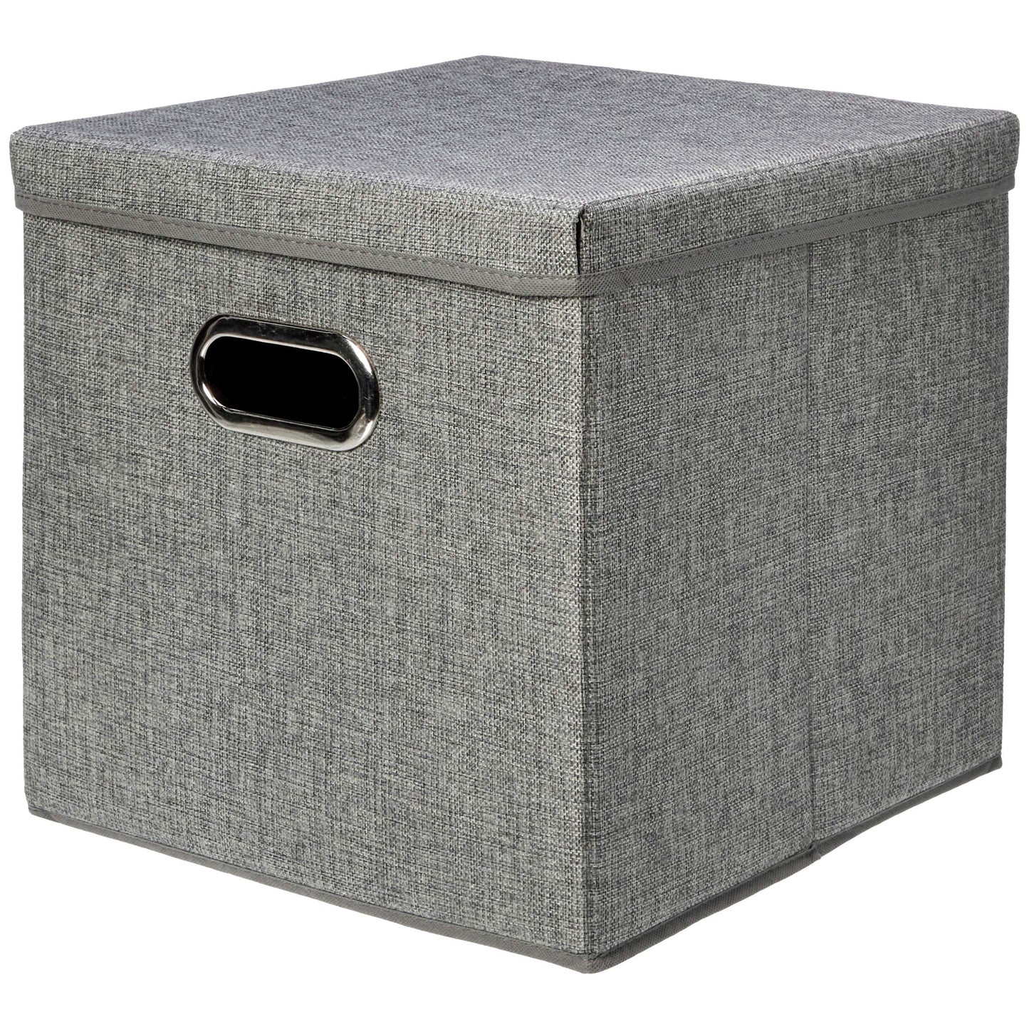 Amazon Basics Foldable Burlap Cloth Cube Storage Bin with Lid, Set of 2