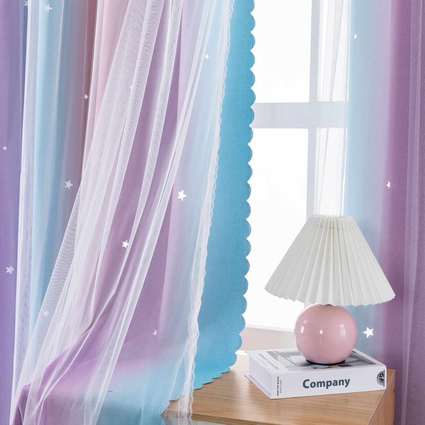 XiDi Blackout Rainbow Curtains 2 Panels for Girls Kids Bedroom Nursery Living Room Decor Rideaux Occultants Drapery with Eyelet for Windows W34xL63 Inch Wall Decals