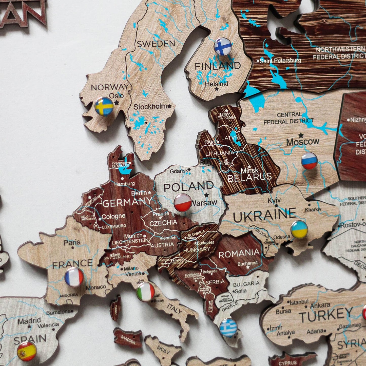 Awesometik Flags Push Pins for World Wood Map Pieces Creative National Flag Pins Thumb Tacks Country Map Push Pin Decorative Pins for Pinboards