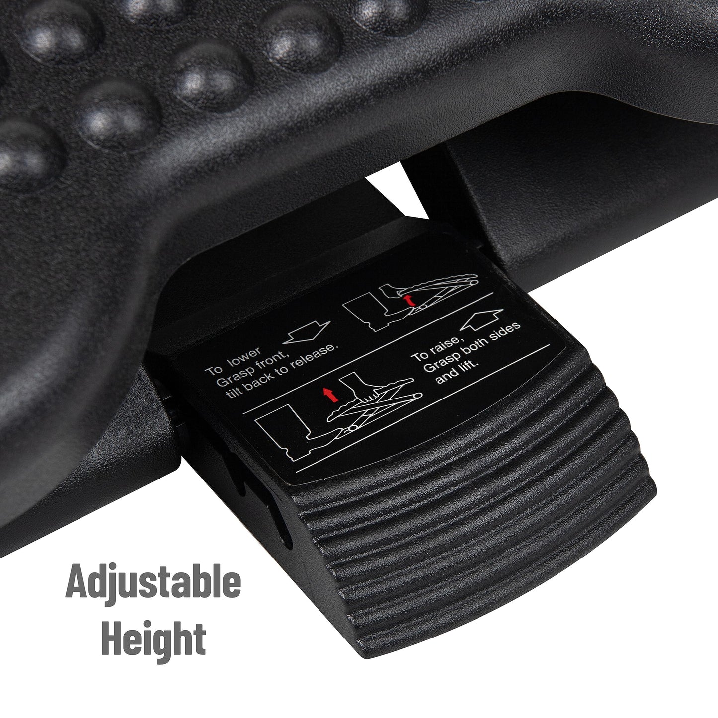 Mind Reader Rest, Ergonomic Foot, Pressure Relief for Comfort, Back, and Body, 3 Height, Black