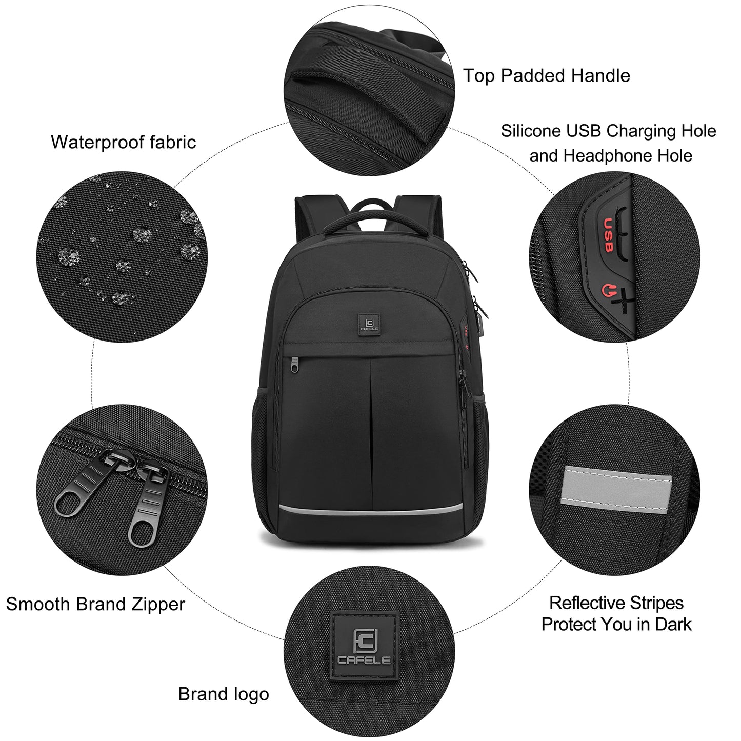 Backpack, Laptop Backpack, Carry on Backpack, Durable Large 17.3 Inch TSA Friendly Business Travel Laptop Backpack with USB Port, College School Bag Gift for Men Women Teens Bookbag, Black