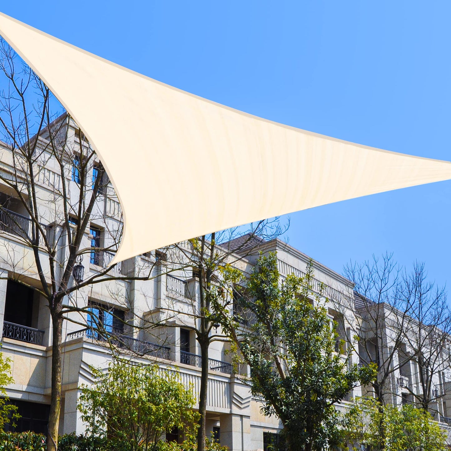 Yardmaker 16'x16'x23' Sun Shade Sail Right Triangle Canopy Shade Cover for Patio Garden Outdoor Backyard, Cream