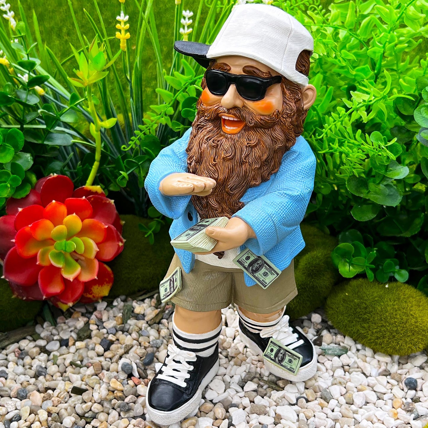 Mood Lab Garden Gnome - Rich Gnome Statue - 9.25 Inch Tall Lawn Gnome Figurine - for Outdoor or House Decor
