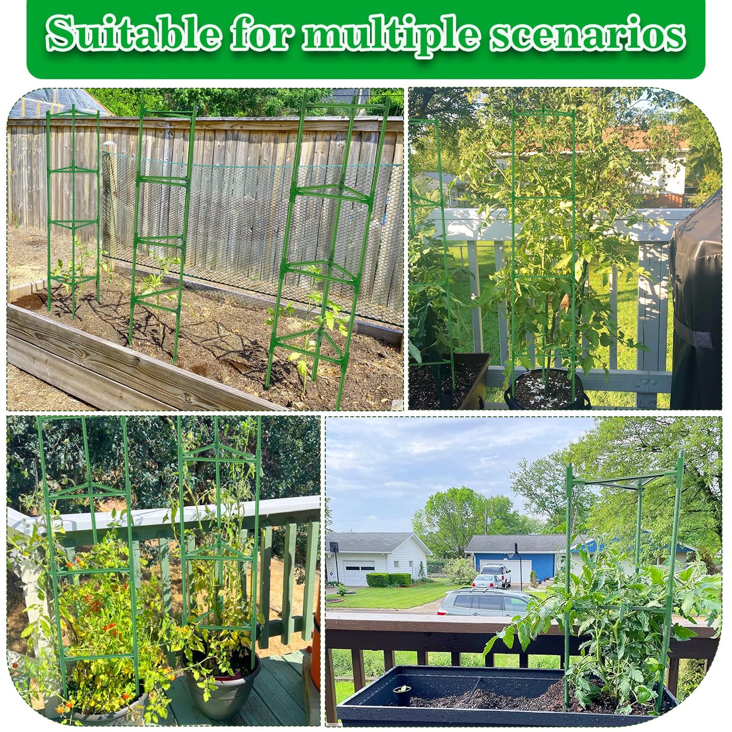 Tomato Cages for Garden 3 Packs - Heavy Duty Steel Tomatoes Cage Tall Up to 68in & 164Ft Twist Tie, Tomato Plant Stakes Support Cages Trellis for Pots Garden Vegetable Climbing Plants Outdoor