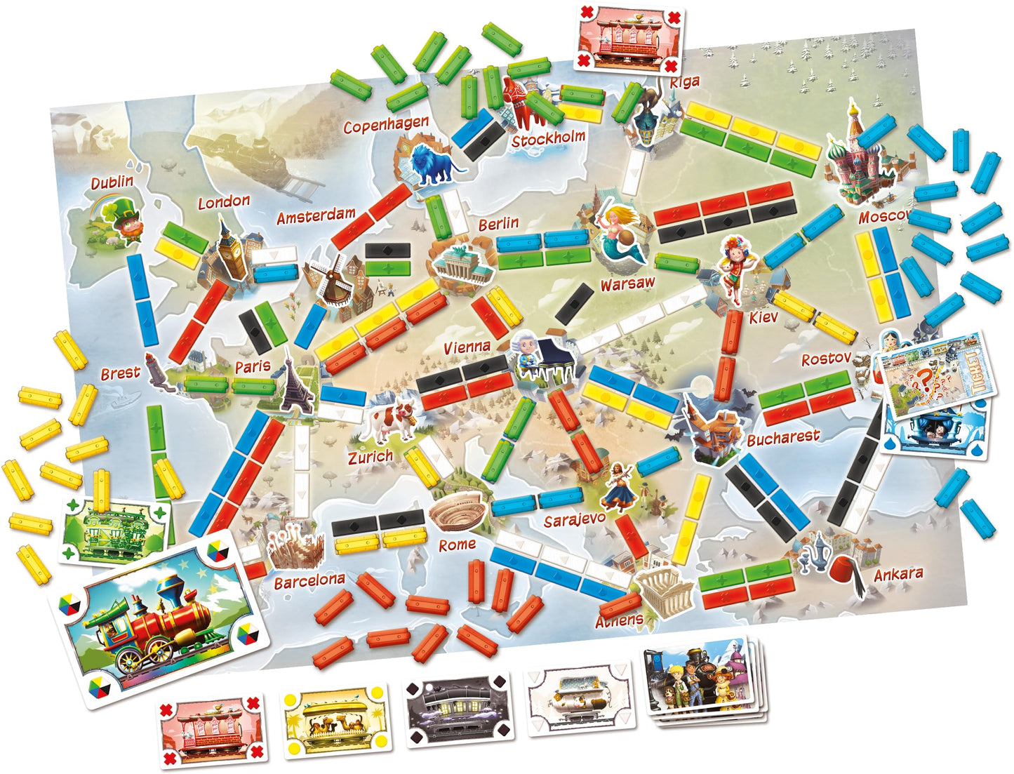 Ticket to Ride - First Journey - Europe (English) - Board Games - Strategy/Family - Introductory Train Adventure Games-Ages 6+ - 2 to 4 Players - 15 to 30 Minute Playtime - Made by Asmodee