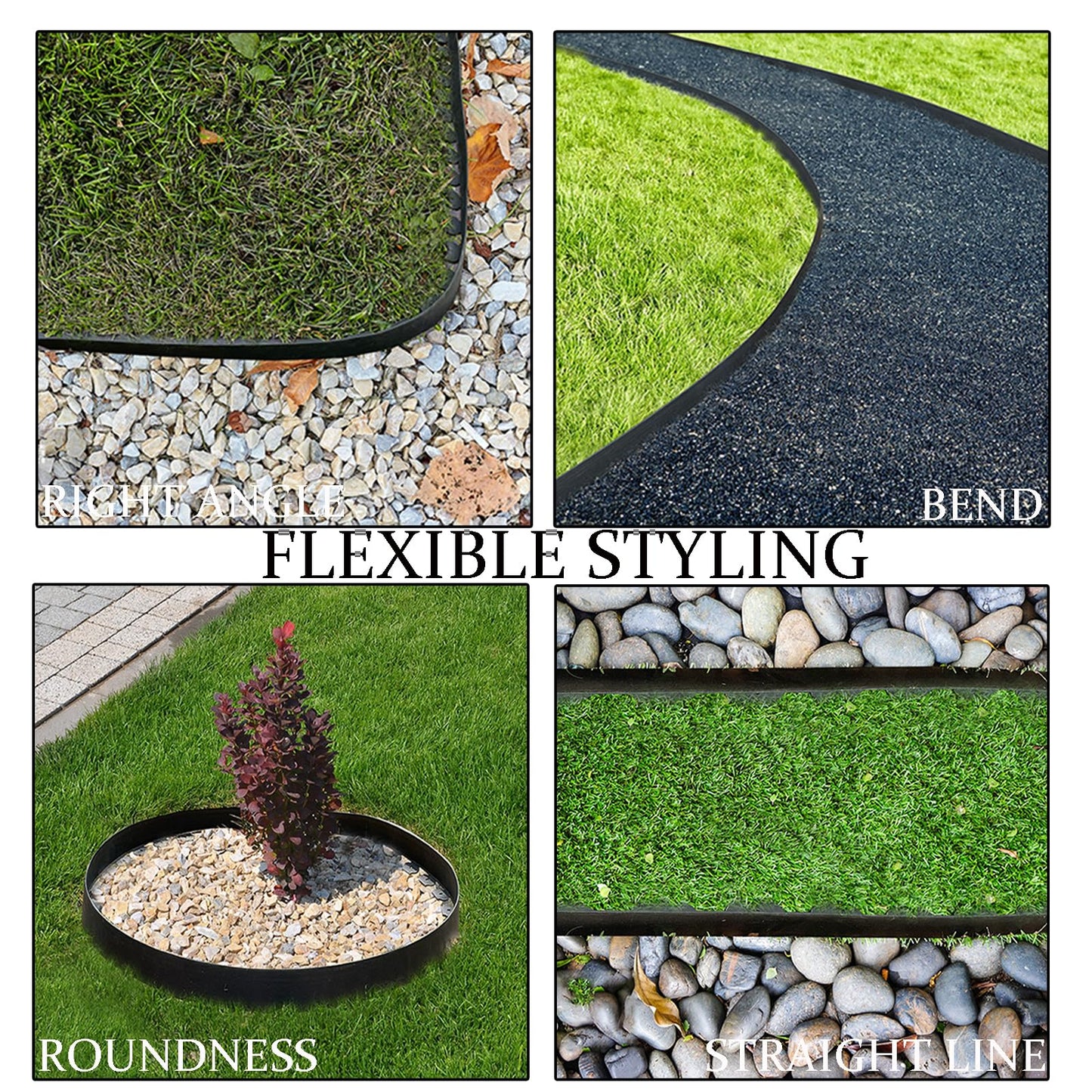 Garden Edging 33FT, 2IN Tall Landscape Edging Borders, Flexible Lawn Edging Kit Plastic Garden Edge Roll with 30pcs Spikes for Flower Beds Surrounds, Paver Edging, Grass, Yard, Black