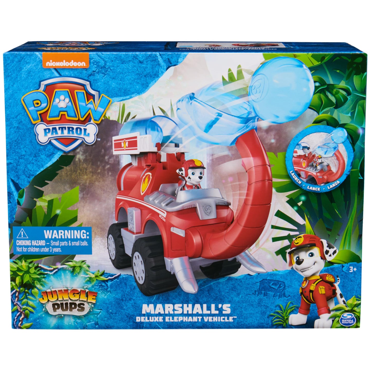 PAW Patrol Jungle Pups, Marshall Elephant Firetruck with Projectile Launcher, Toy Truck with Action Figure, Kids Toys for Boys & Girls Ages 3 and Up