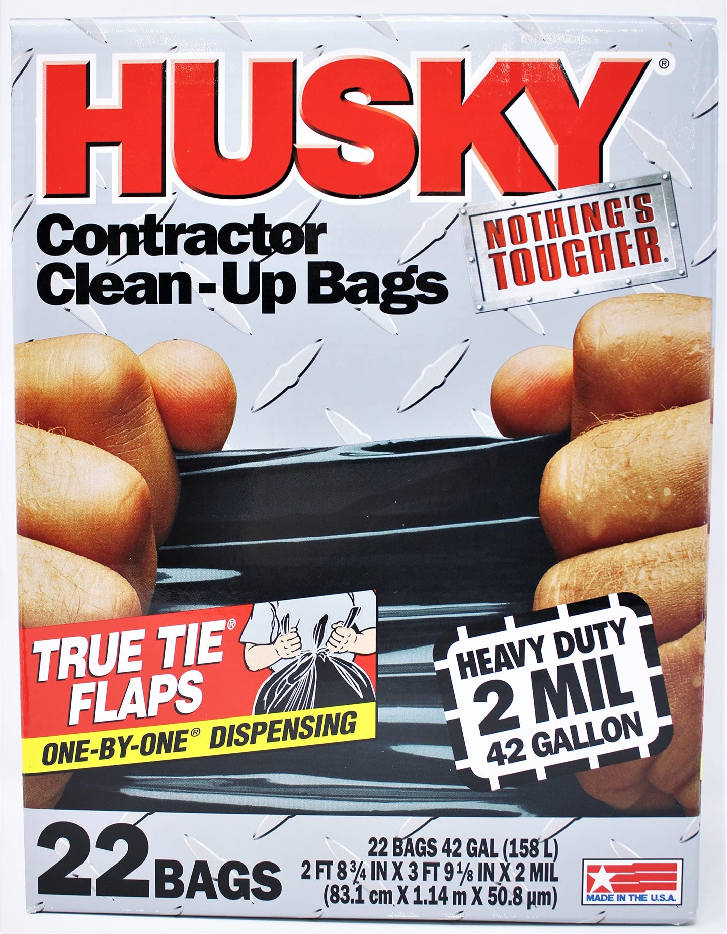 Husky Heavy Duty Contractor Clean-Up Bag, Poly 42 gal, 4 ft L x 2 ft 9 in W x 2 mil T Black