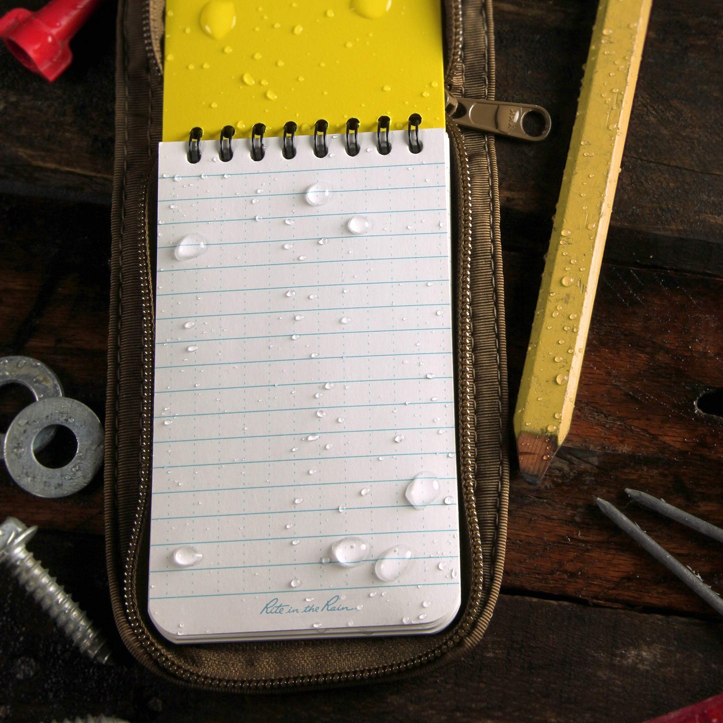 Rite in the Rain Weatherproof Top Spiral Notebook, 3" x 5", Yellow Cover, Universal Pattern, 6 Pack (No. 135L6)
