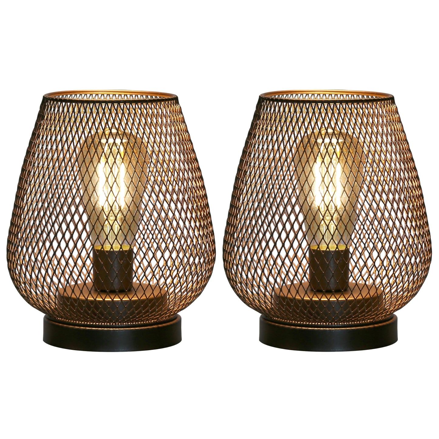 JHY DESIGN Set of 2 Metal Cage LED Lantern Battery Powered, Cordless Accent Light with LED. Great for Weddings,Parties,Patio, Events for Indoors Outdoors.