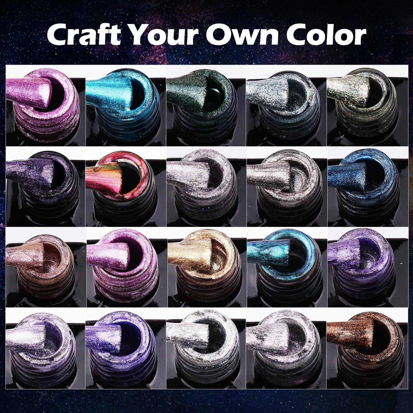 Clara Colors Magnetic Nail Polish - 20 Colors Cat Eye Gel Polish Kit Holographic Glitter Cat Eye Gel Nail Polish with 4 Magnet, Black White Base Top Coat Gel Soak Off LED Manicure Salon DIY Art Gifts for Her