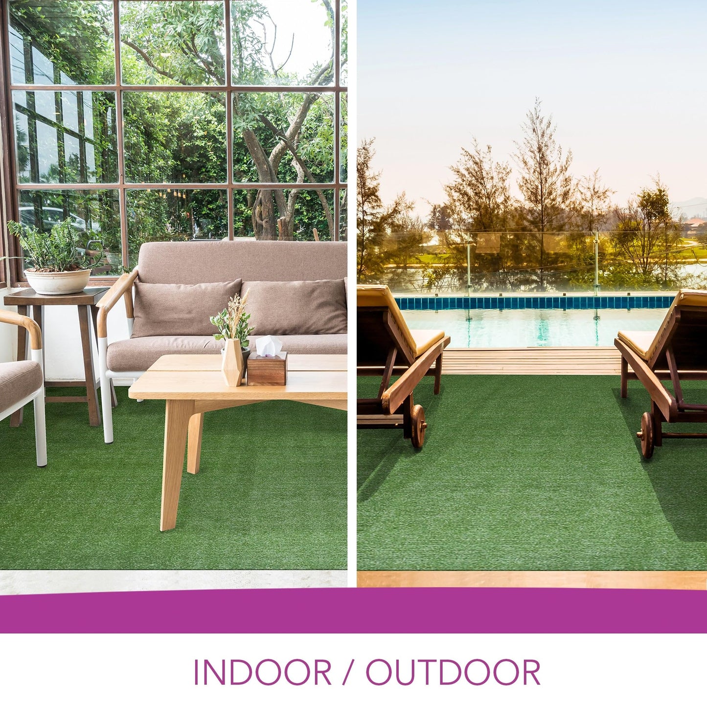 iCustomRug Indoor/Outdoor Turf Carpet & Rugs, Synthetic Grass Artificial Grass for Decks, Patios, Yards, Camping, Boats, Finished Edges with Binding Tape, 4 x 6ft in Lawn Green