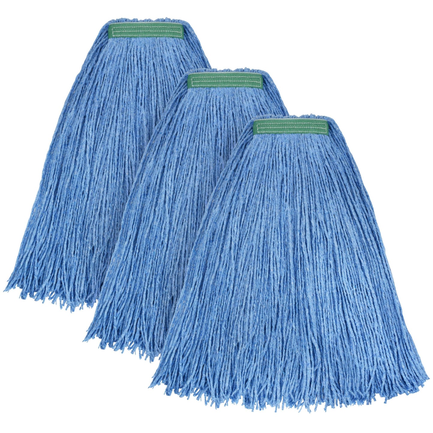 Matthew Cleaning 24oz 3Pack Cotton Floor Mop,Cotton Looped-Open String Heavy Duty String Refills, Universal Headband Blend ,Mop Head Replacement for Home, Industrial and Commercial Use(Blue)