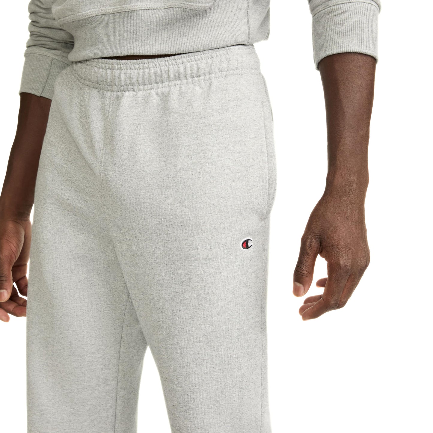 Champion Men's Powerblend Fleece Open Bttm Pant, Oxford Grey, Medium