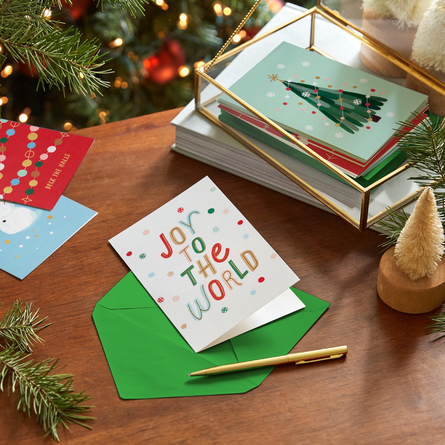 Hallmark Bulk Christmas Card Assortment, Playful Icons (72 Cards and 72 Envelopes) "Joy to the World," "Deck the Halls," Snowman, Cocoa, Pinecones, Tree