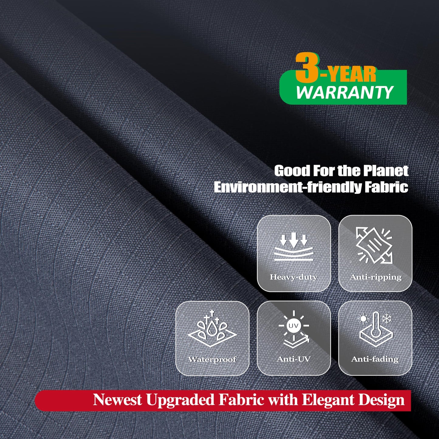 F&J Outdoors Heavy Duty Waterproof UV Resistant I Shape 3Seater Patio Sofa Cover,Grey,82Wx39Dx36H in
