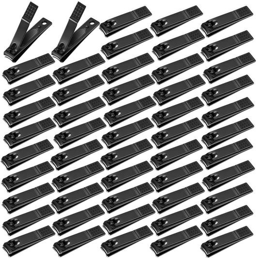 AVERZELLA 60-Pack Fingernail Nail Clippers in Bulk, Individually Wrapped Nail Clippers Pack Ultra Sharp Nail Cutter Set Curved Edge, Flat Nail Clippers Bulk for Men Seniors Homeless Care (Black)
