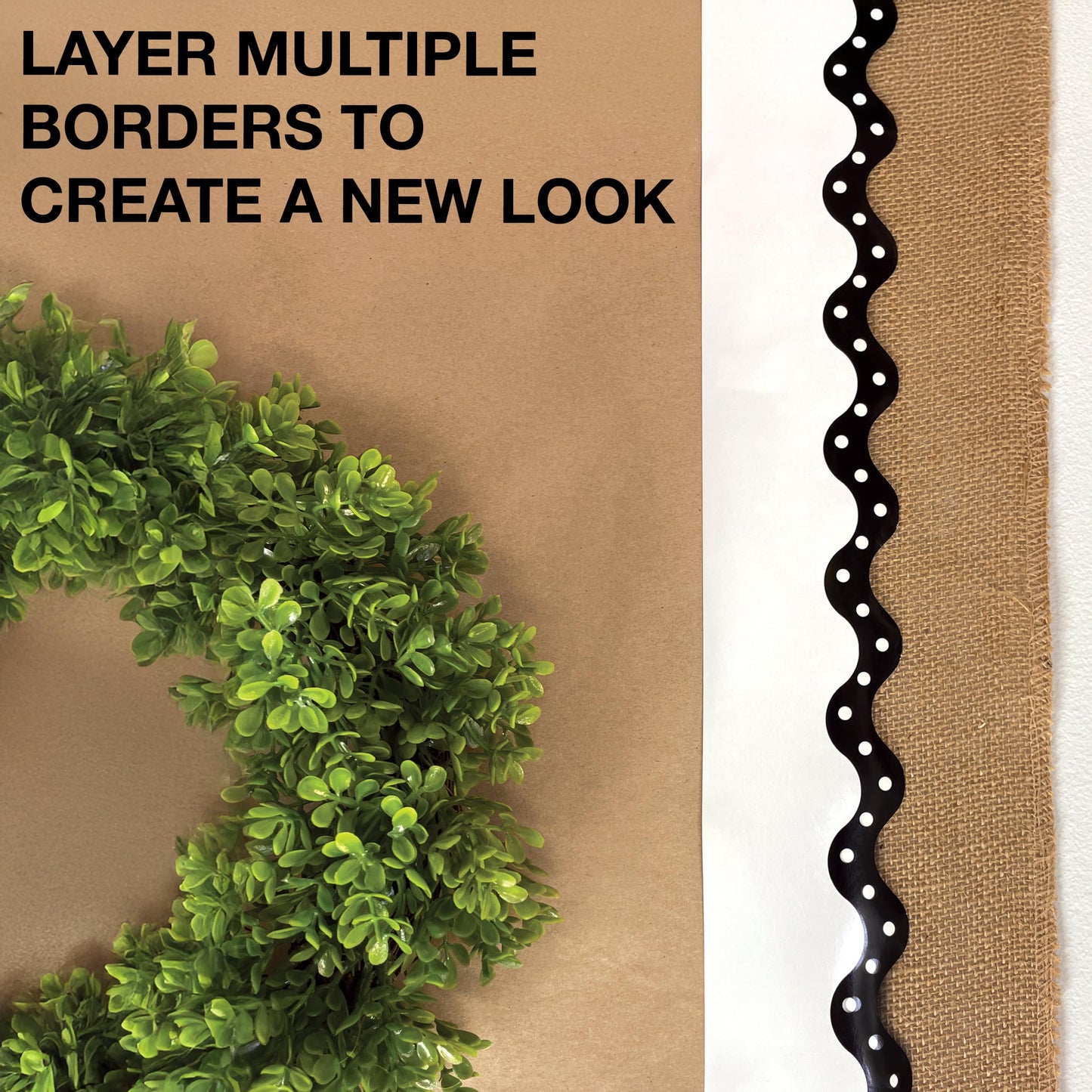Carson Dellosa 4 Rolls of 260 Ft of Scallop Black and White Bulletin Board Borders, Striped, Polka Dot Black and White Borders for Bulletin Board & Classroom Décor, 65 Ft Per Roll
