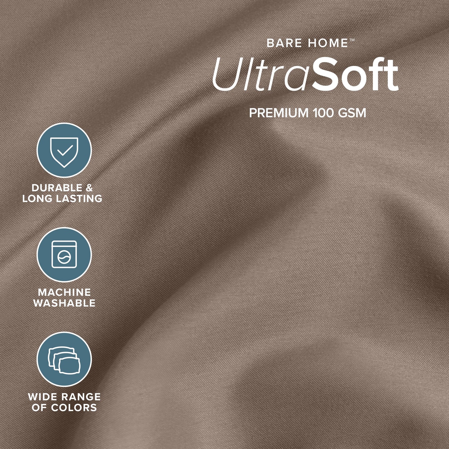 Bare Home King Sheet Set - 1800 Ultra-Soft Microfiber King Bed Sheets - Double Brushed - King Sheets Set - Deep Pocket - Bedding Sheets & Pillowcases (King, Taupe)