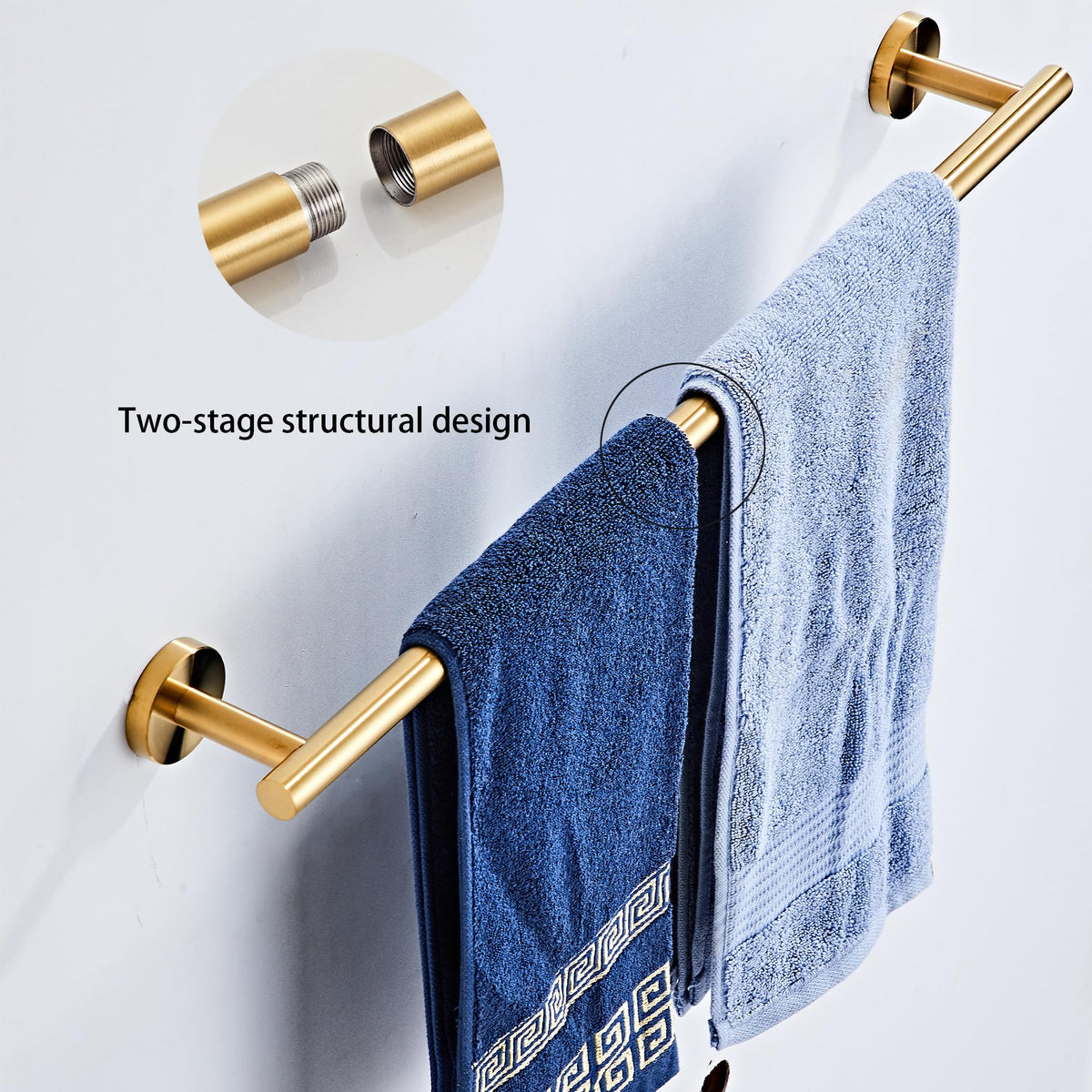 Brushed Gold Bathroom Hardware Set 5 Piece with Towel Racks for Bathroom, SUS304 Stainless Steel Bath Towel Bar Set, 24 Inch Wall Mounted Accessories Kit…