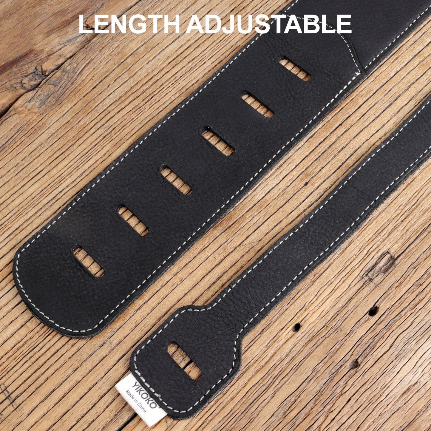 YIKOKO Guitar Strap, 3" Wide Soft Head Layer Cowhide Leather Guitar Straps with Foam Padding, for Acoustic, Bass and Electric Guitars