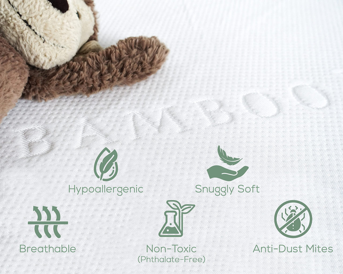 Ultra Soft Bamboo Crib Mattress Protector, Waterproof Baby Crib Sheet, 52x28x9, Long Skirt, Hypoallergenic, Crib Mattress Cover, o1baby, o1brand (2 Pack)