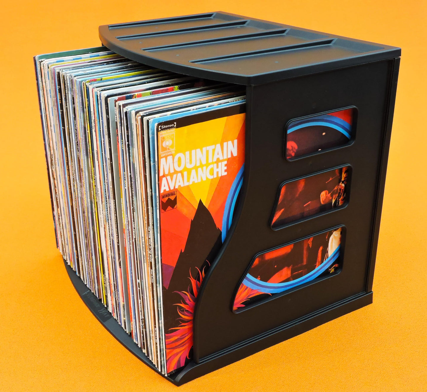 Binder Way LP Vinyl Record Storage Crate Stackable Organizer Holds Over 70 Albums 12x12 Paper Rack Scrapbook Cardstock Box Ring Binder Stand Lever Arch Shelf Cube Magazine Holder