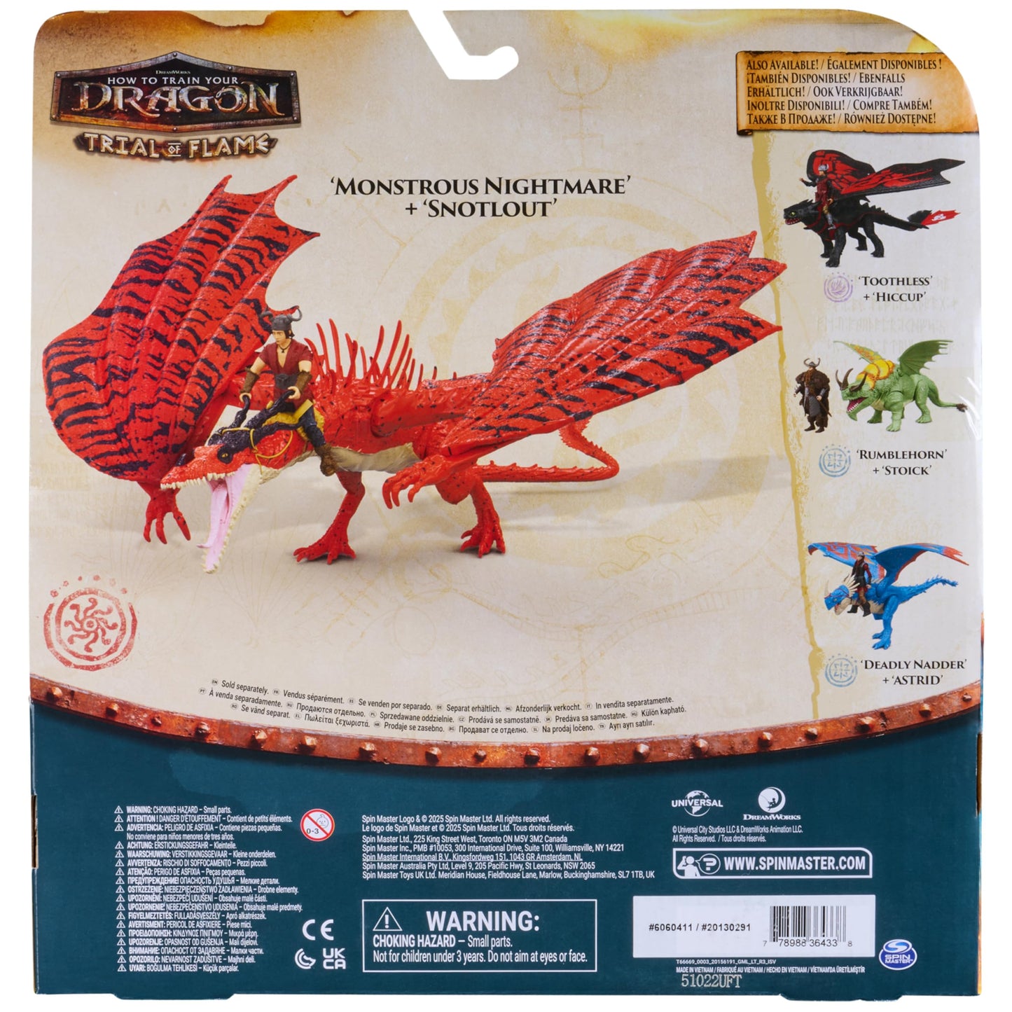 Dreamworks Dragons How to Train Your Dragon, Monstrous Nightmare and Snotlout, Viking Duo Action Figures, Kids Toys for Boys Ages 4 and up