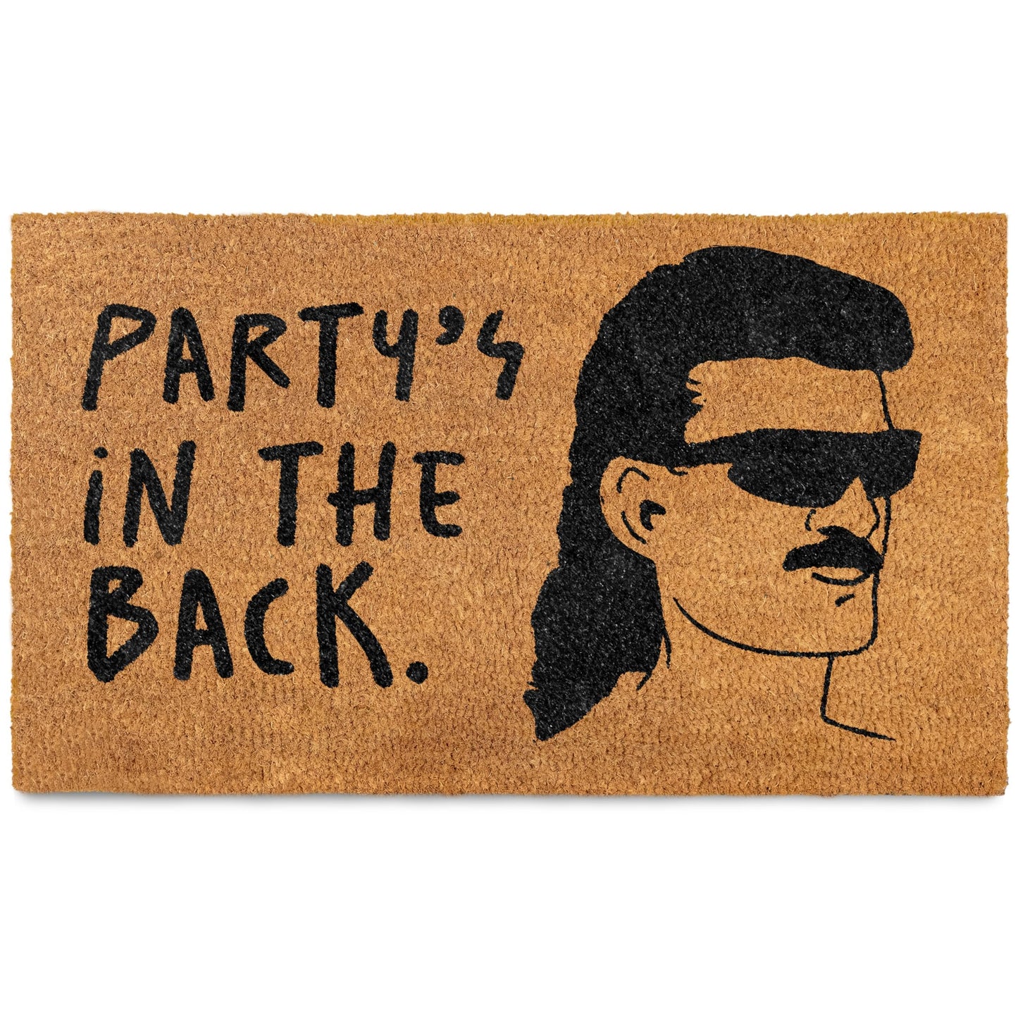 Party's in the Back Door Mat 30x17 Inch, Welcome Mat Funny for Covered Outdoor Area, Coir Doormat Decor w/Non-Slip PVC Backing