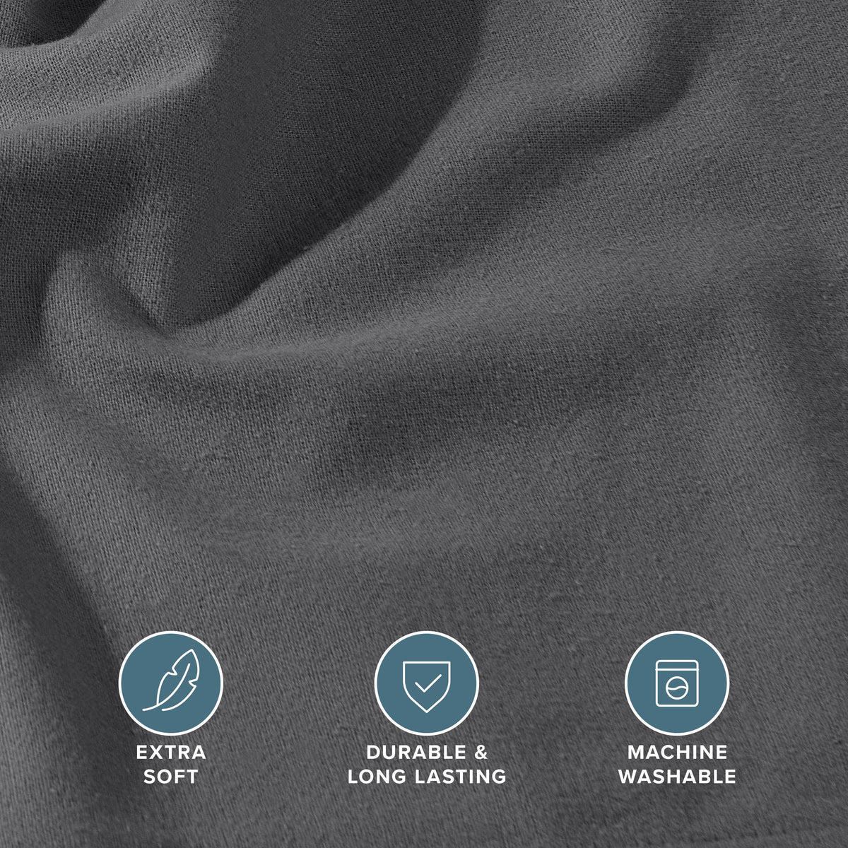 Bare Home Flannel Fitted Bottom Sheet 100% Cotton, Velvety Soft Heavyweight - Double Brushed Flannel - Deep Pocket (King, Grey)