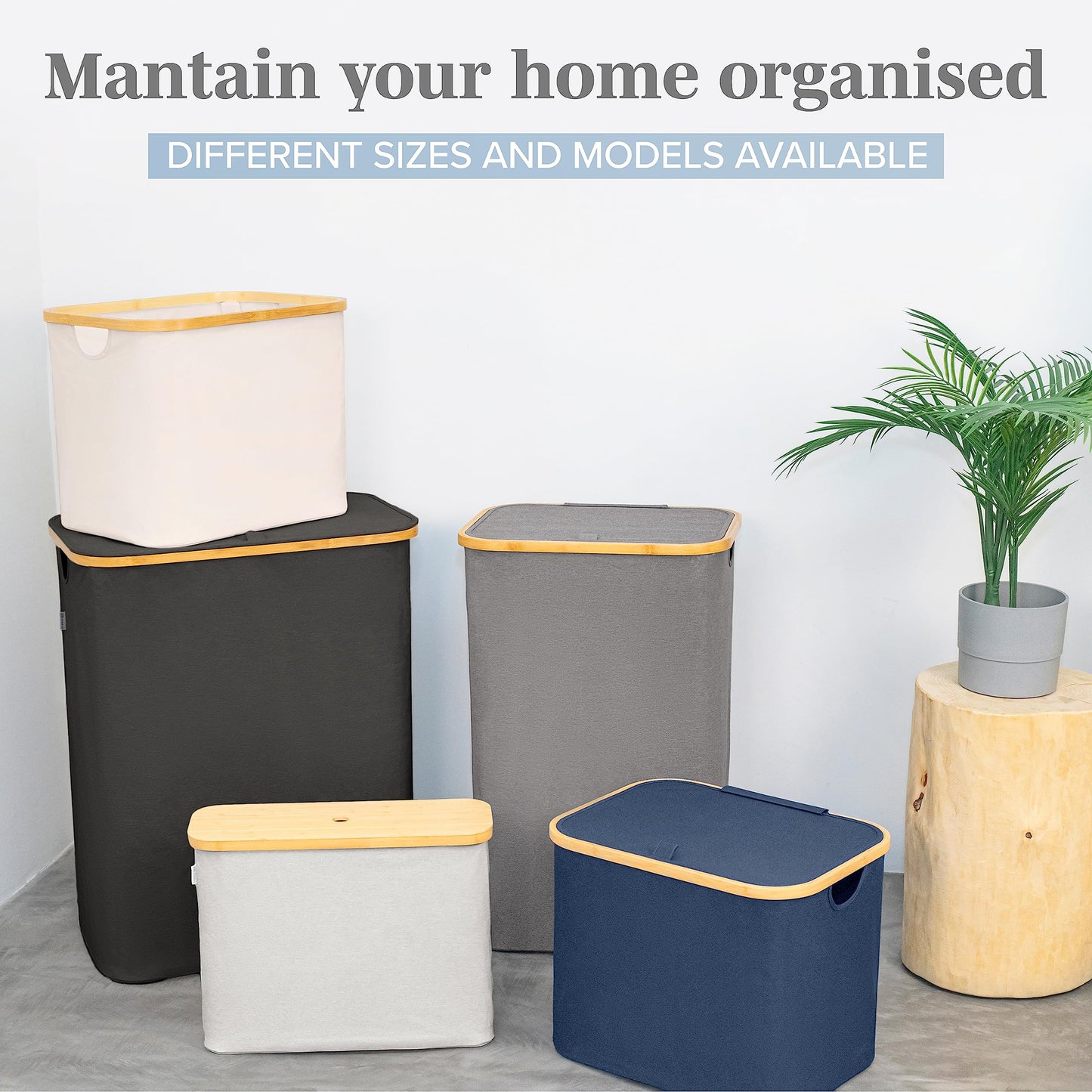 LONBET Toilet Paper Storage for 12 Rolls, Stackable & Foldable - The Ultimate Bathroom Organizer - Waterproof & Antibacterial Toilet Paper Roll Holder with Bamboo Lid - Toilet Paper Basket Beige