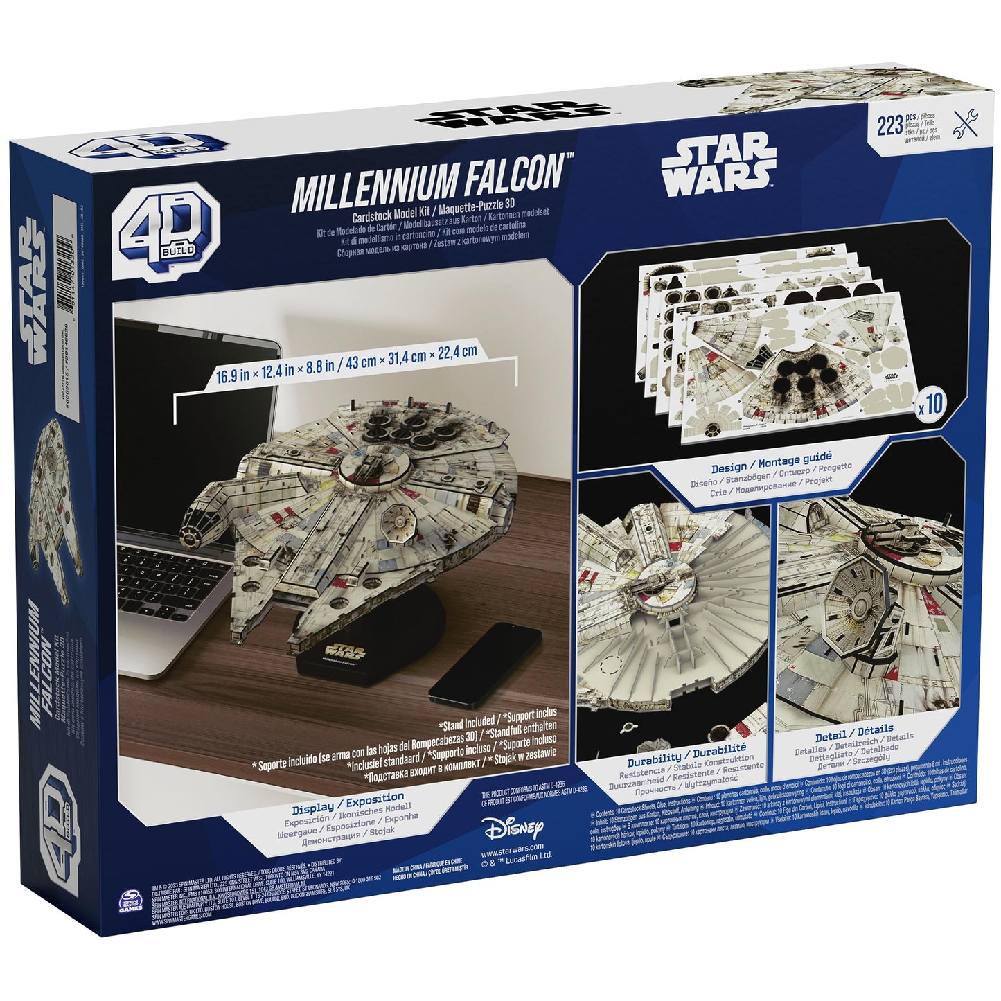 4D Build, Star Wars Millennium Falcon 3D Model Kit 223 Pcs | Star Wars Toys Desk Decor | Building Toys | Paper Model Kits for Adults & Teens 12+
