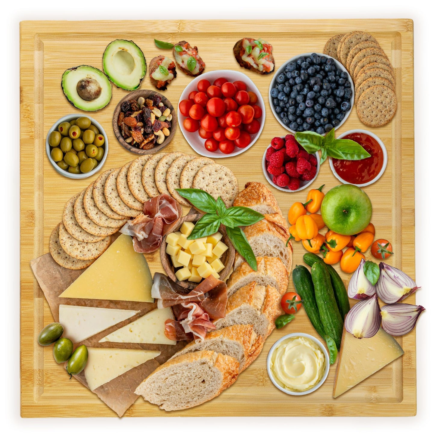 Utoplike Extra XL Large Cutting Board, Bamboo Wooden Cutting Boards for Kitchen, Big Butcher Block Chopping Board 20" x 20" with Juice Grooves(50.7 x 50.7cm)