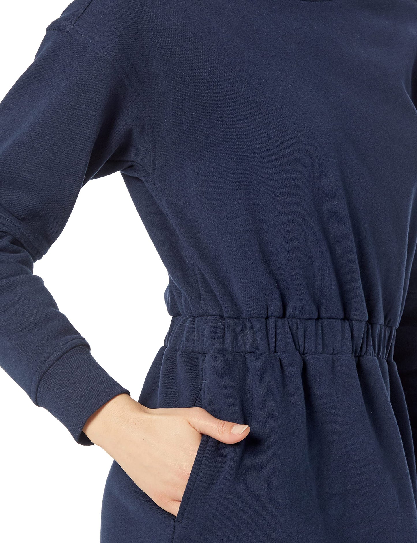 Amazon Essentials Women's Waisted Sweatshirt Dress (Available in Plus Size), Navy, Small