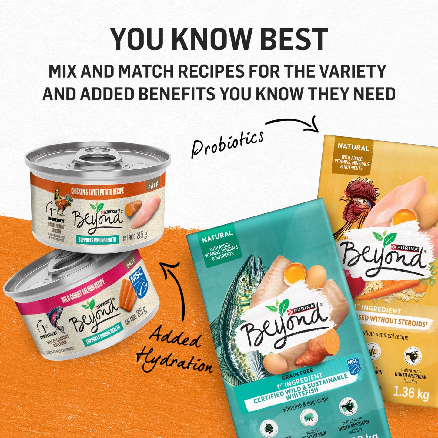 Beyond Grain Free Natural Wet Cat Food, Pate Variety Pack 4 Flavours - 85 g Can (24 Pack)