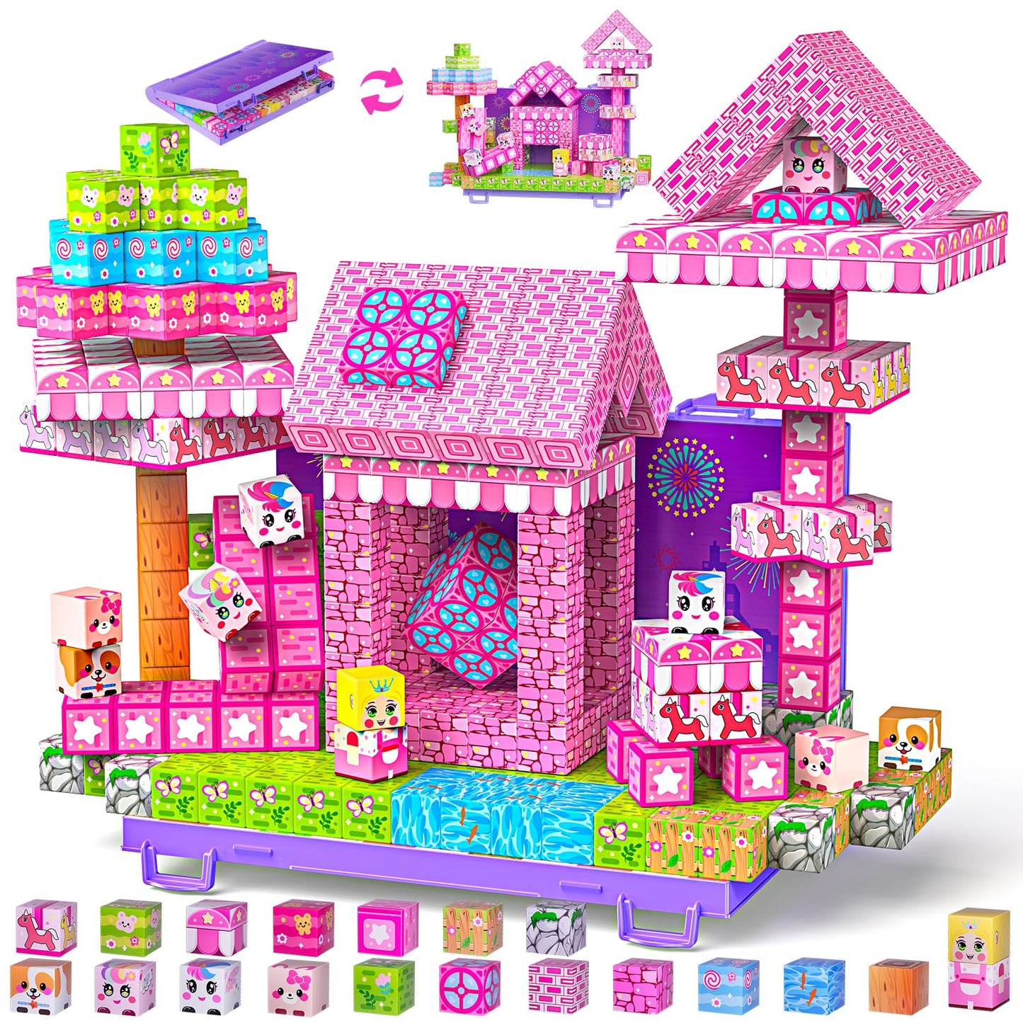 Magnetic Blocks, Magnetic Building Blocks,STEM Constructions Magnet Blocks for Kids, Boys and Girls Age 3+ Years Old, Building Toys Gifts for Kids 84PCS 1" Large Size