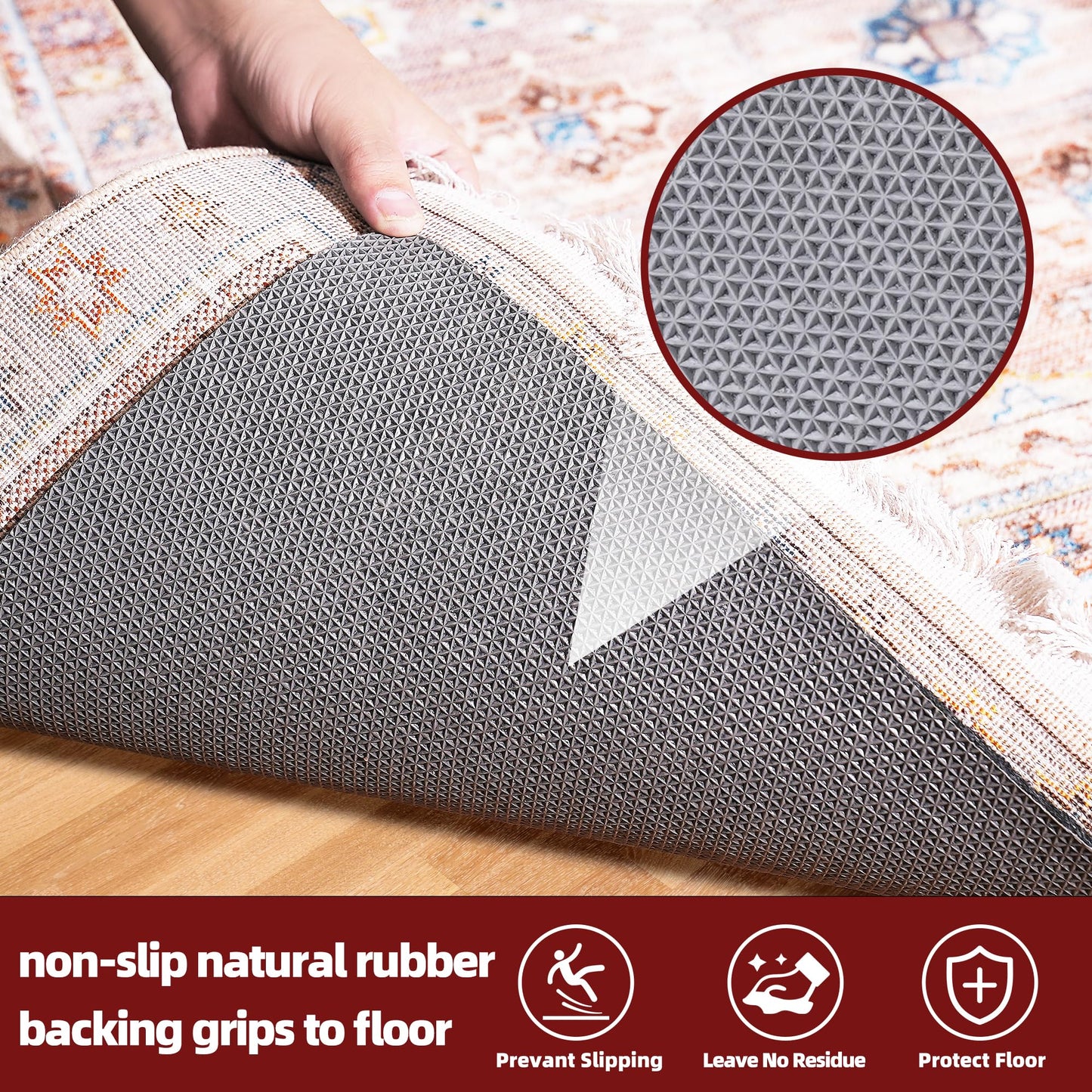 BAGAIL BASICS Felt and Natural Rubber Backing Rug Pads 1/4” Thick, 5 x 8 Ft Non Slip Carpet Gripper Keep Rugs in Place, Under Area Rug Cushioned Pads, Carpet Runners, Hardwood Floors Protection
