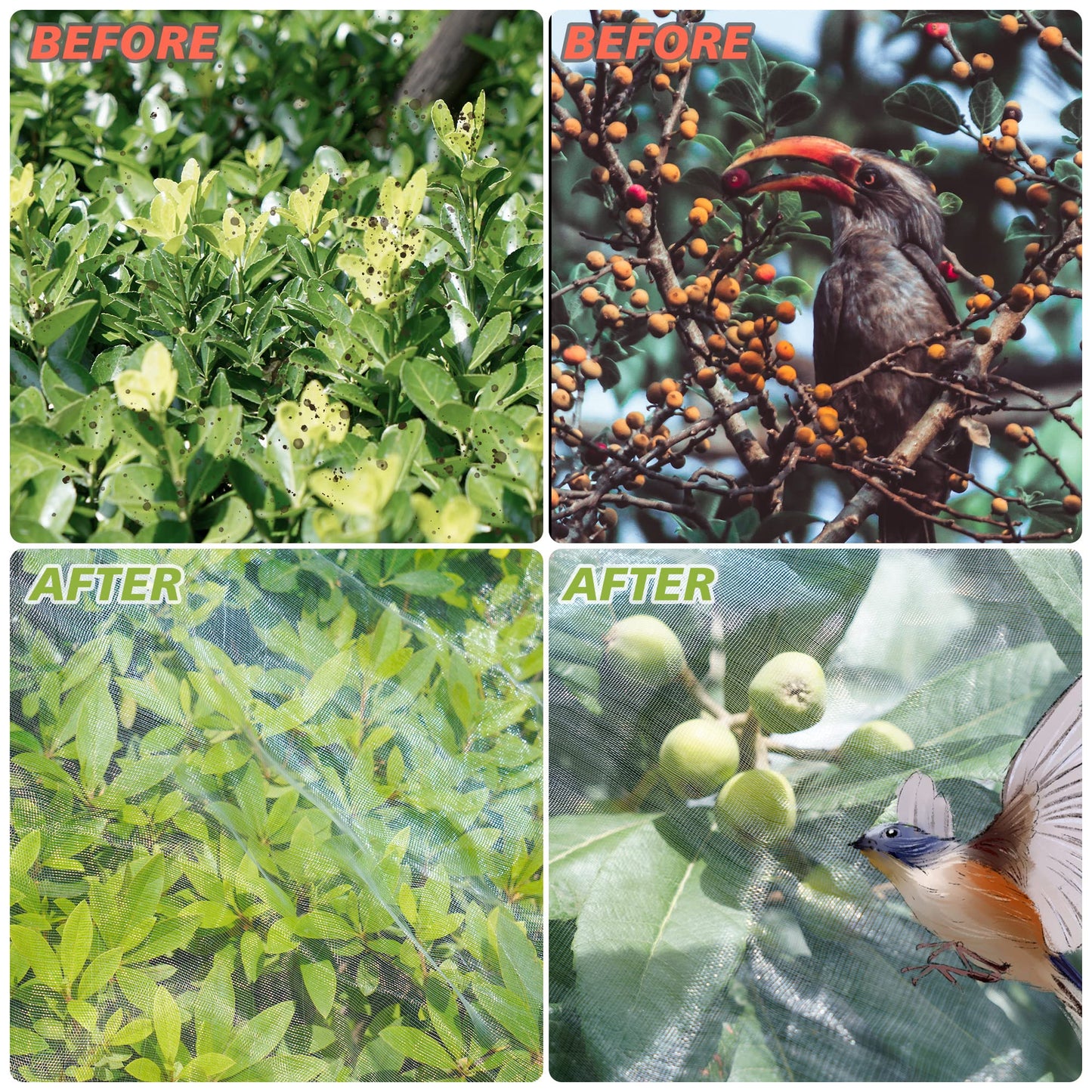 Garden Netting Mosquito Insect Birds Animals Barrier Protection Net Ultra Fine Garden Mesh Netting Plant Covers for Vegetable Plants Fruits Flowers Trees Greenhouse Row Cover(10×50 Ft)