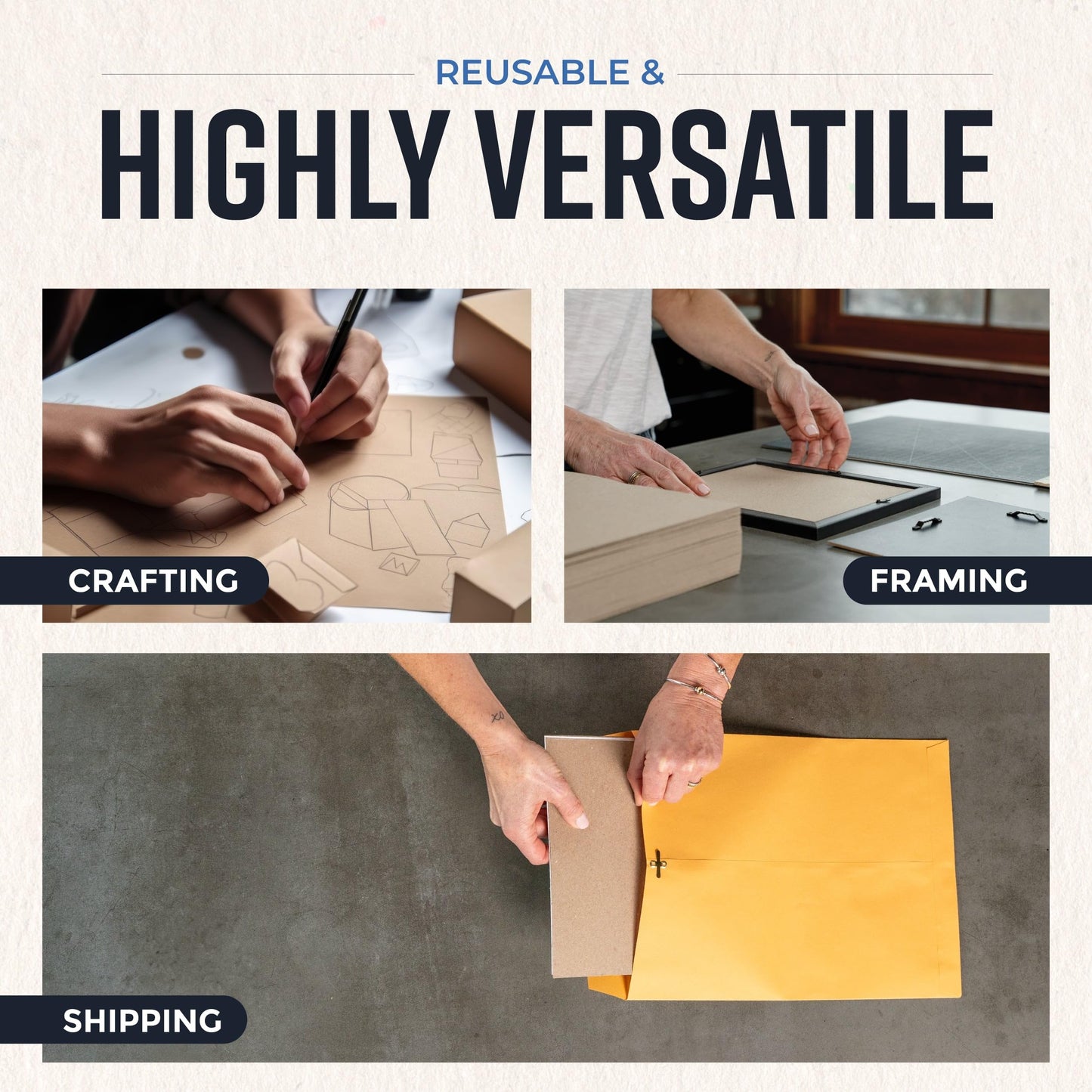 Bryco Goods 8.5" x 11" Chipboard Sheets (Pack of 100) 22 Point Chipboard - Made With 100% Recycled Material - Ideal For Framing Photos, Crafts, DIY - Thick And Durable, Keep Documents Safe In Shipping