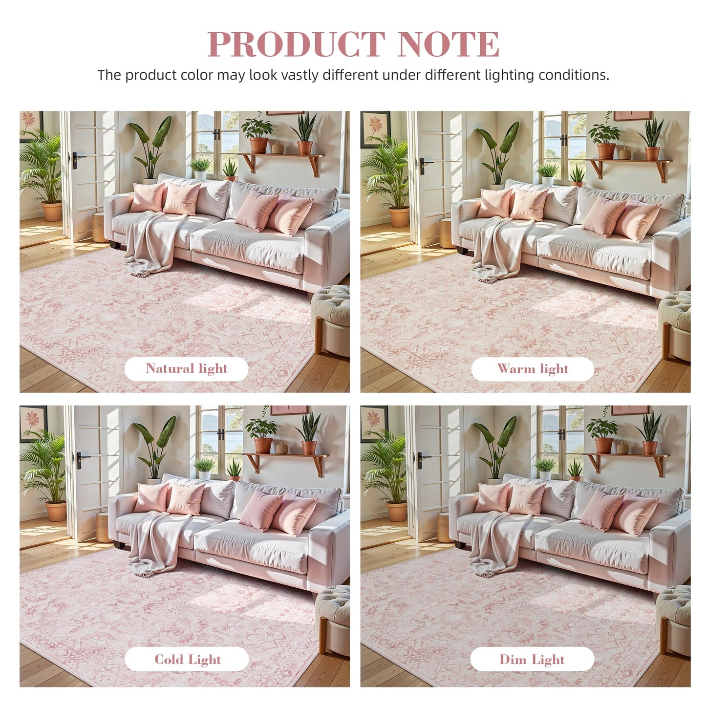Pink 2x6 Runner Rug for Hallways Bed Side Kitchen, Boho Washable Distressed Low-Pile Floor Entryway Long Bathroom Mat, Non-Slip Laundry Room Washstand Front Carpet 24x72 Inch