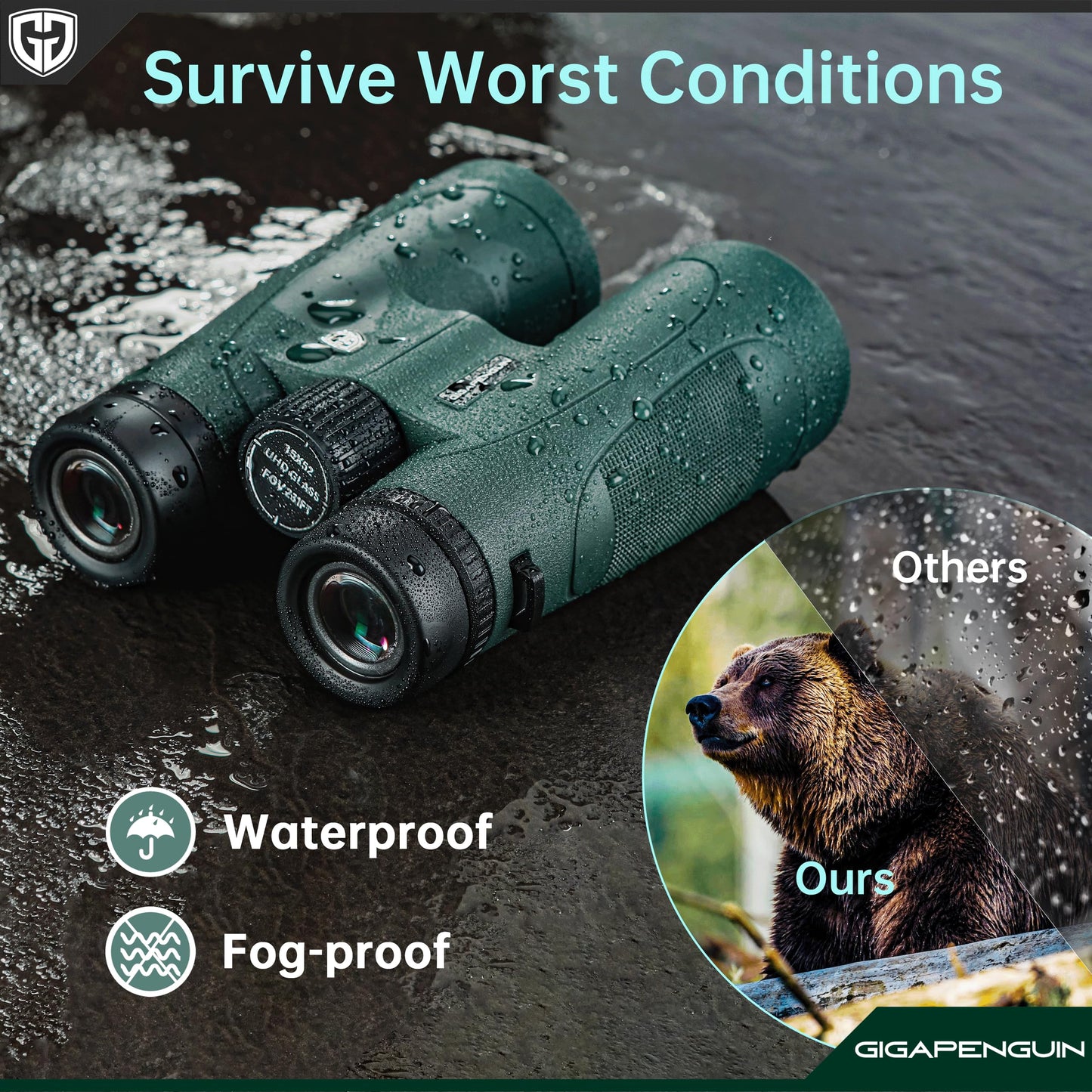 15x52 HD Binoculars for Adults High Powered with Upgraded Phone Adapter - Large View Binoculars with Low Light Vision - Lightweight Waterproof Binocular for Bird Watching Travel Hunting Cruise