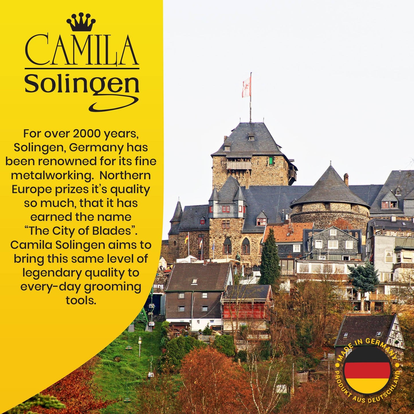 Camila Solingen CS07 5" Professional Sharp Barber Shears. Hypoallergenic Gold Plated Hair Cutting Scissors. For Men, Women and Kids Grooming. Made of Durable Stainless Steel in Solingen, Germany