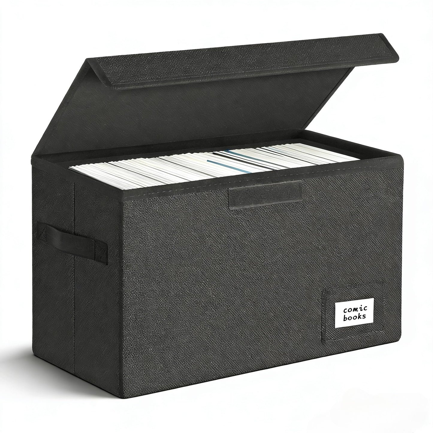 Leffis Comic Book Storage Box, Comic Book Box 15.5" X 7.5" X 11.3", Collapsible Comic Short Box with Lids Holds 150 Comics Heavy Duty Comic Book Bin Container